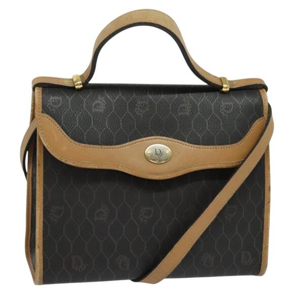 DIOR Honeycomb Canvas Hand Bag Pvc Black Gold - Picture 1 of 13